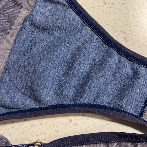 Y2K denim blue sheer mesh gem star sparkle sequin bra and panty set - Picture 5 of 6